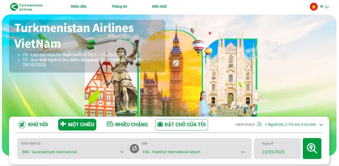 Turkmenistan Airlines запустила новый сайт для пассажиров во Вьетнаме